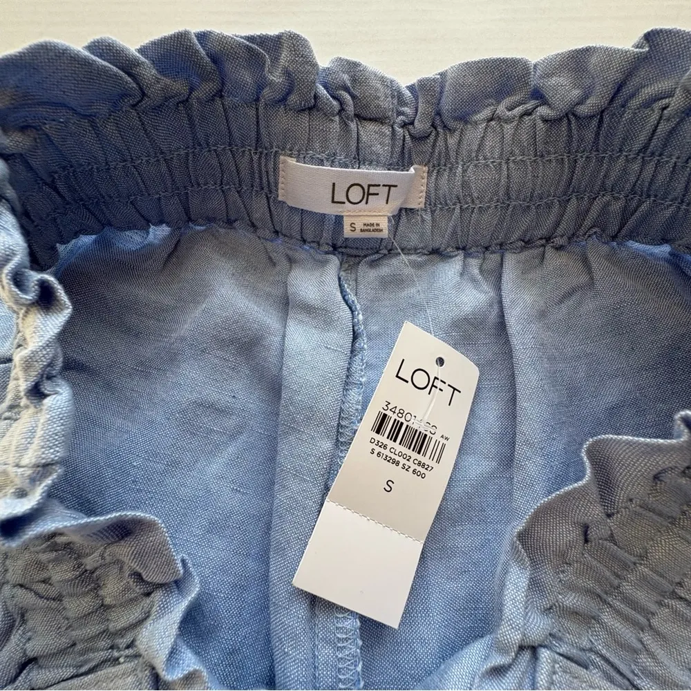 NWT  Pull On Linen Blend Wide Leg Pants light blue small lightweight - Image 10