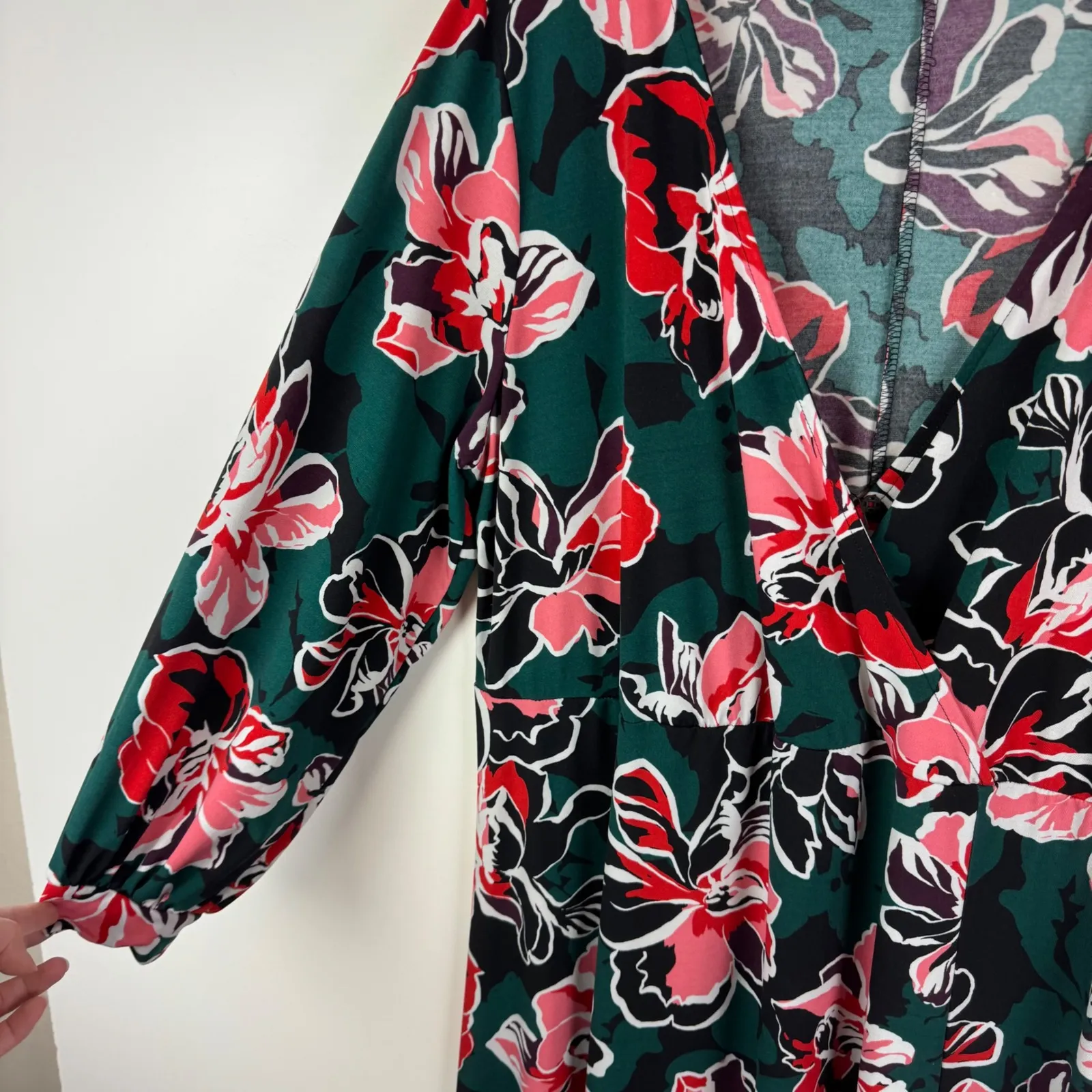 Eloquii Floral Maxi Dress Size 20 Multicolor Long Sleeve Bloomcore Flowy Cruise - Image 2