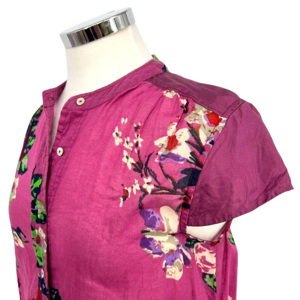 Soft Surroundings Bouquet of Roses Floral Short Sleeve Tunic Purple Size Small - Image 5