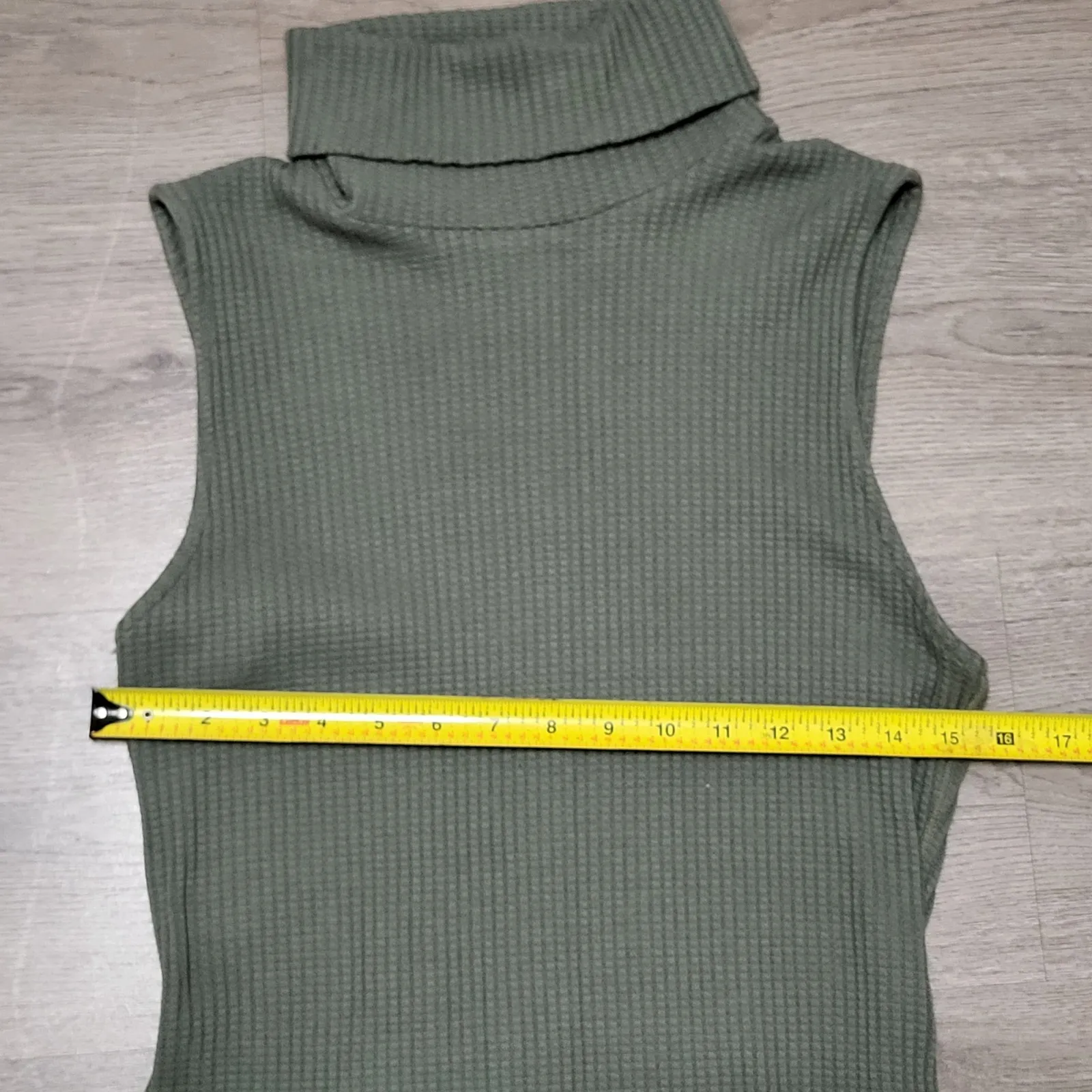 Stateside Anthropologie Olive Green Ribbed Turtleneck Sleeveless Midi Dress sz L - Image 9