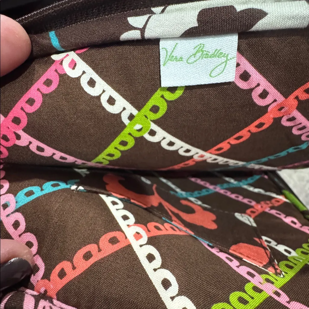 Vera Bradley tablet iPad case Lola Brown and Pink Quilted Sleeve 10 x 8” zipper - Image 3