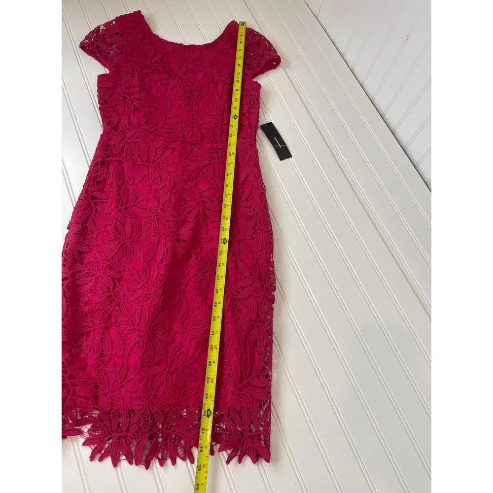 NWT Lulus Right Sheer Right Now Magenta Lace Bodycon Dress Cocktail Party Size S - Image 6