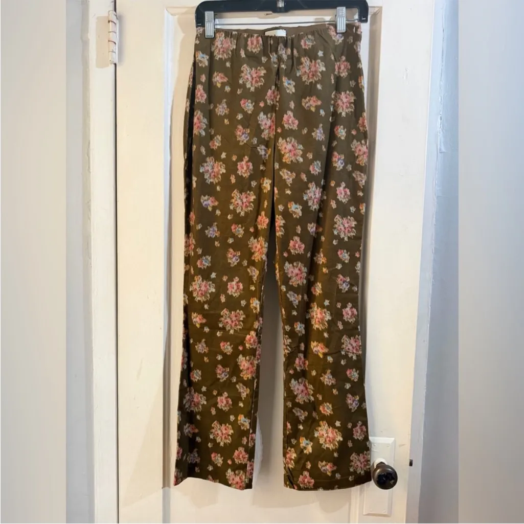 NWT Tuckernuck ashford brown corduroy Floral Brown Women's Pants size xl - Image 4