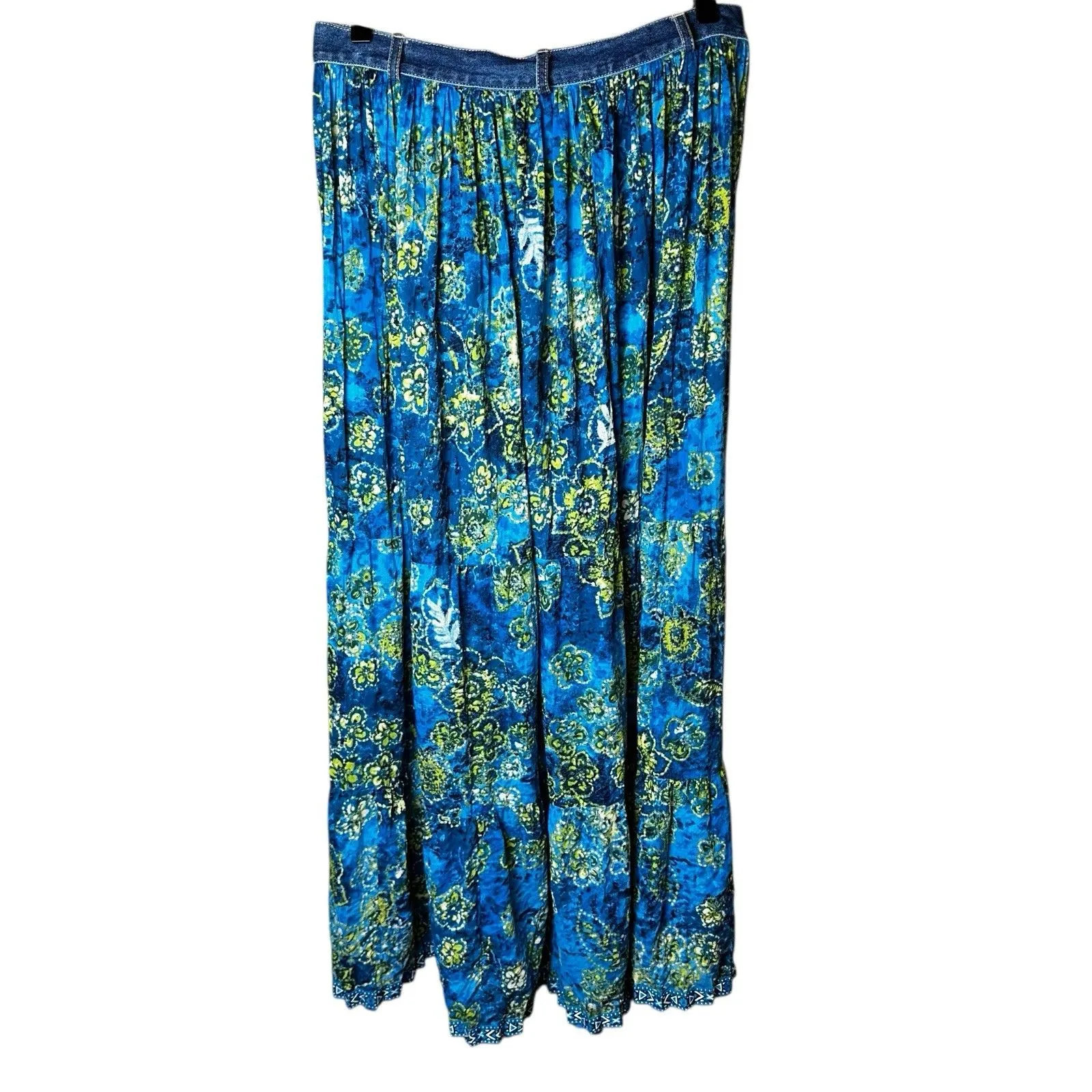 Vintage St. John’s Bay Broomstick Maxi Skirt Size 8 | Blue Floral Boho Festival - Image 5