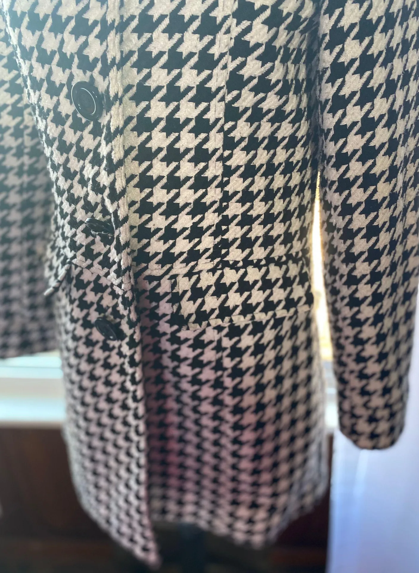 Houndstooth A Line Trench Coat White Size XL petite - Image 5