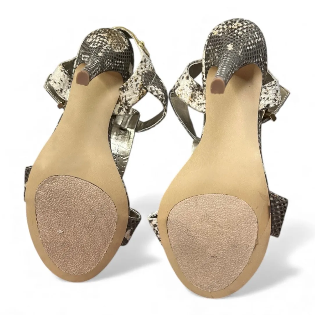 Steve Madden Reya Natural Snake and Gold T-Strap Dress Sandals baddie sexy - Image 6