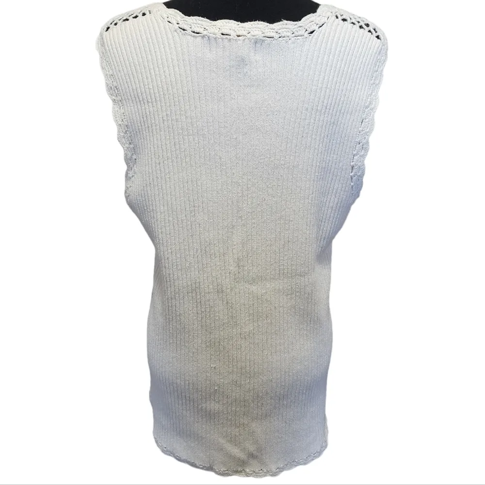 Vintage Ivory Cream Crochet Y2K Aesthetic Festival Vest White - Image 3