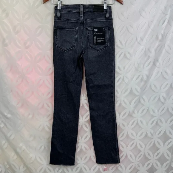 Paige Cindy Raw Hem Antique‎ Black Ankle Mid Rise Jeans Size 23 NWT - Image 6