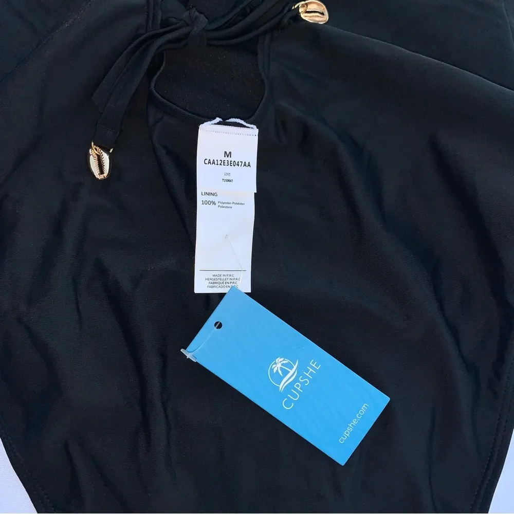 Cupshe Italian Voyage Shell Charm Lace-Up 1 pc Swimsuit Medium - Image 3