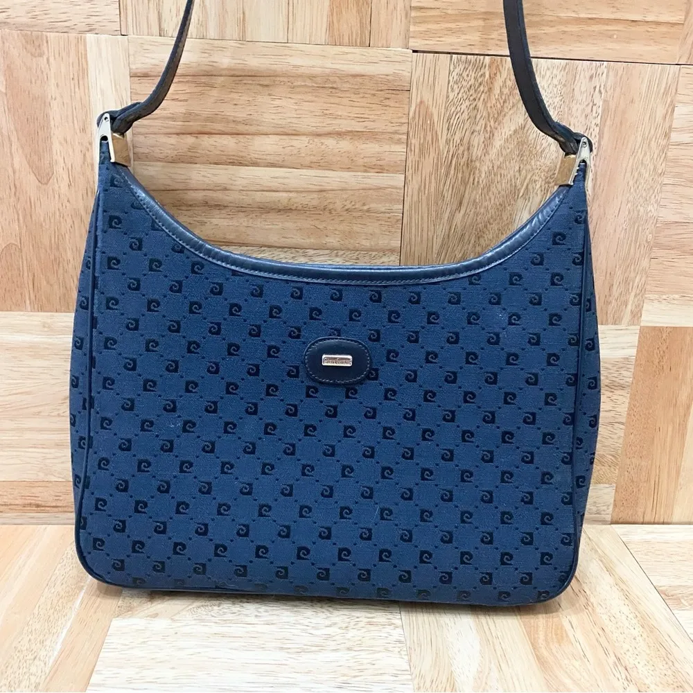 Vintage Pierre Cardin Navy Blue Signature Logo Shoulder Bag - Image 4