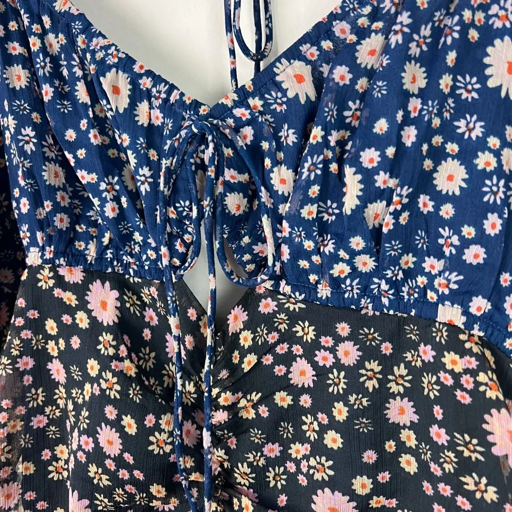 NWT Free People x REVOLVE Tessa Dress Floral Ruched Blue Size Small S NEW $108 - Image 5
