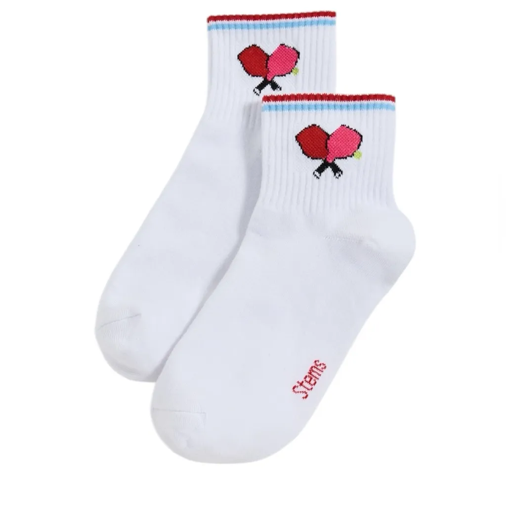 STEMS bundle of TWO crew socks 1)Golf Lettuce Edge 2) pickleball racket socks White - Image 5