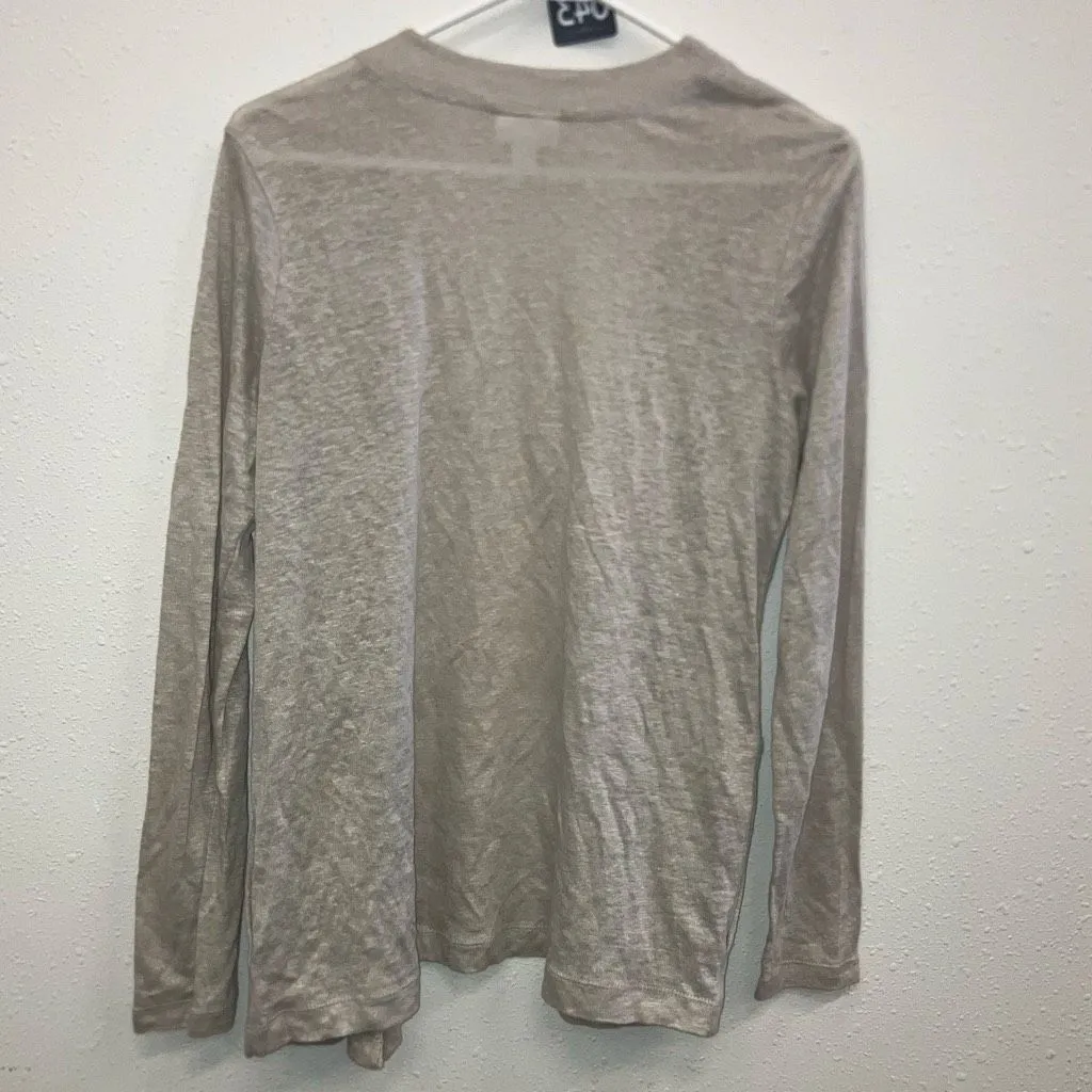 J. Jill Love Linen 100% linen oatmeal colored pocket cardigan mid length small L - Image 6