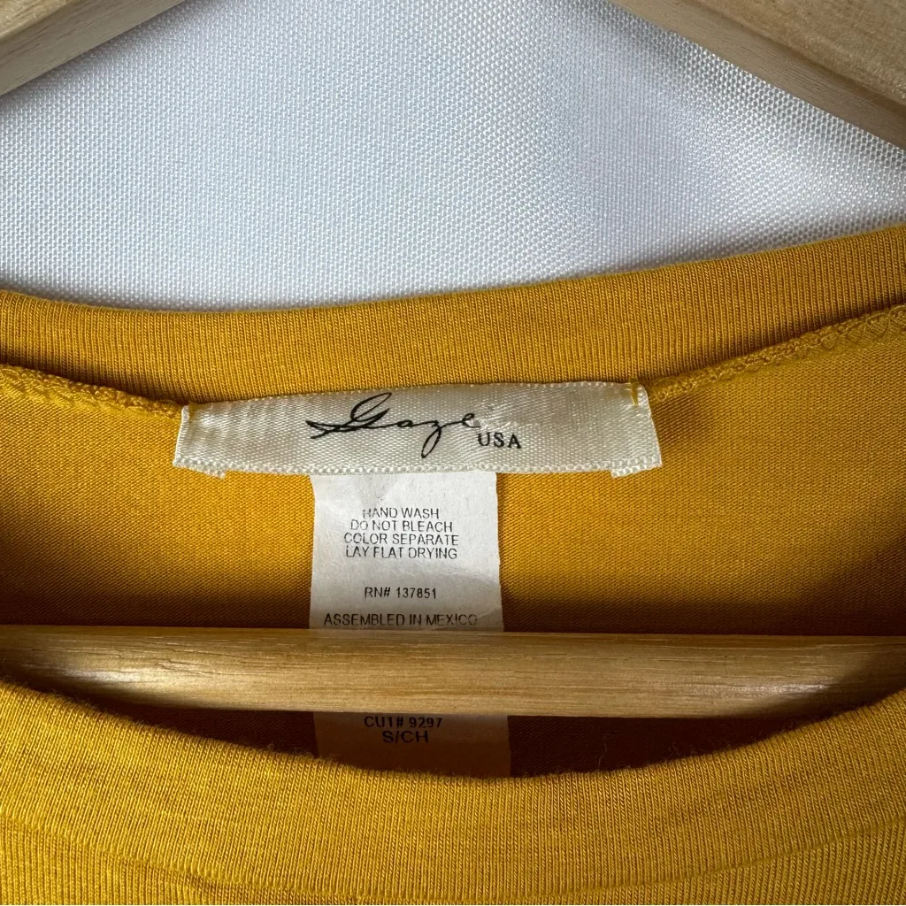 Boutique Gaze Golden Yellow Twist Front Crop Long Sleeve Top S - Image 4