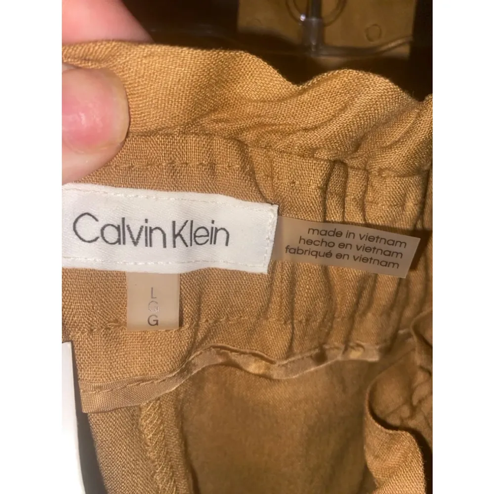 Women's Brown Linen Blend Pants Size L - Image 5