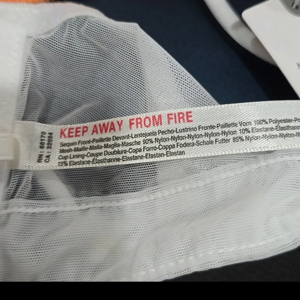 Anthropologie White Sequin Mesh Crop Top Bling Size Large Concert Festival Party - Image 9