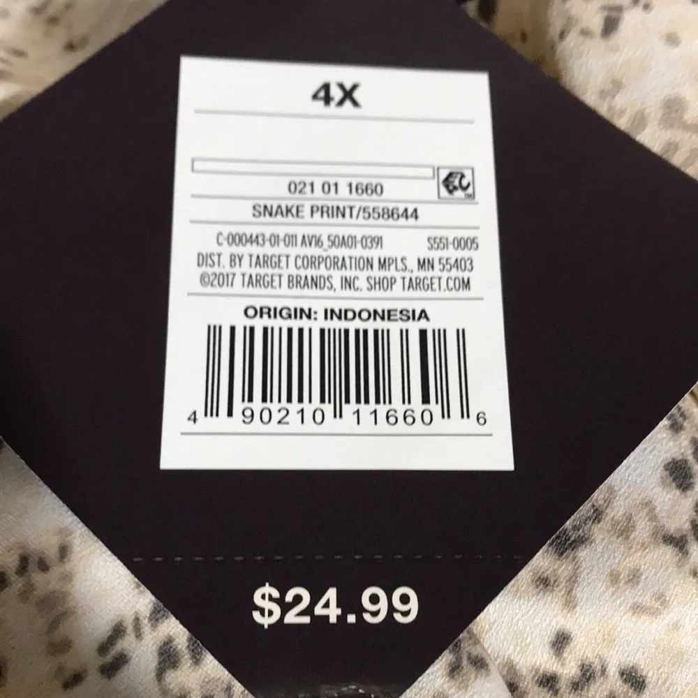 Ava & Viv Snake Print Blouse Top Shirt Long Balloon Sleeve Open Collar 4X NWT - Image 4