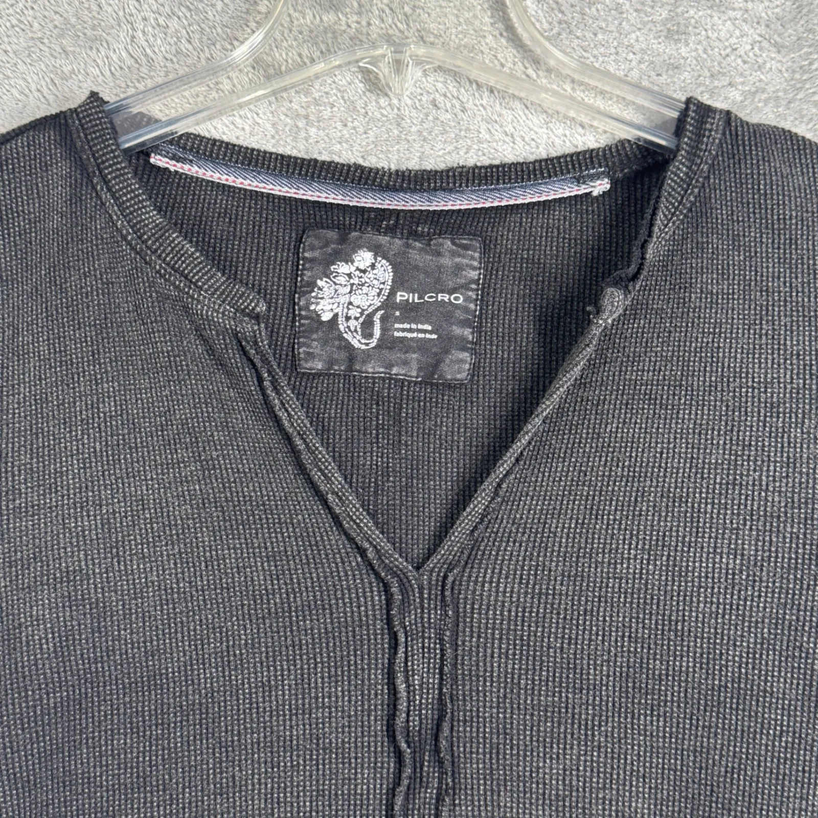 Pilcro Thermal Top Long Sleeve V Neck Casual Layering Shirt Black Gray‎ Small - Image 4