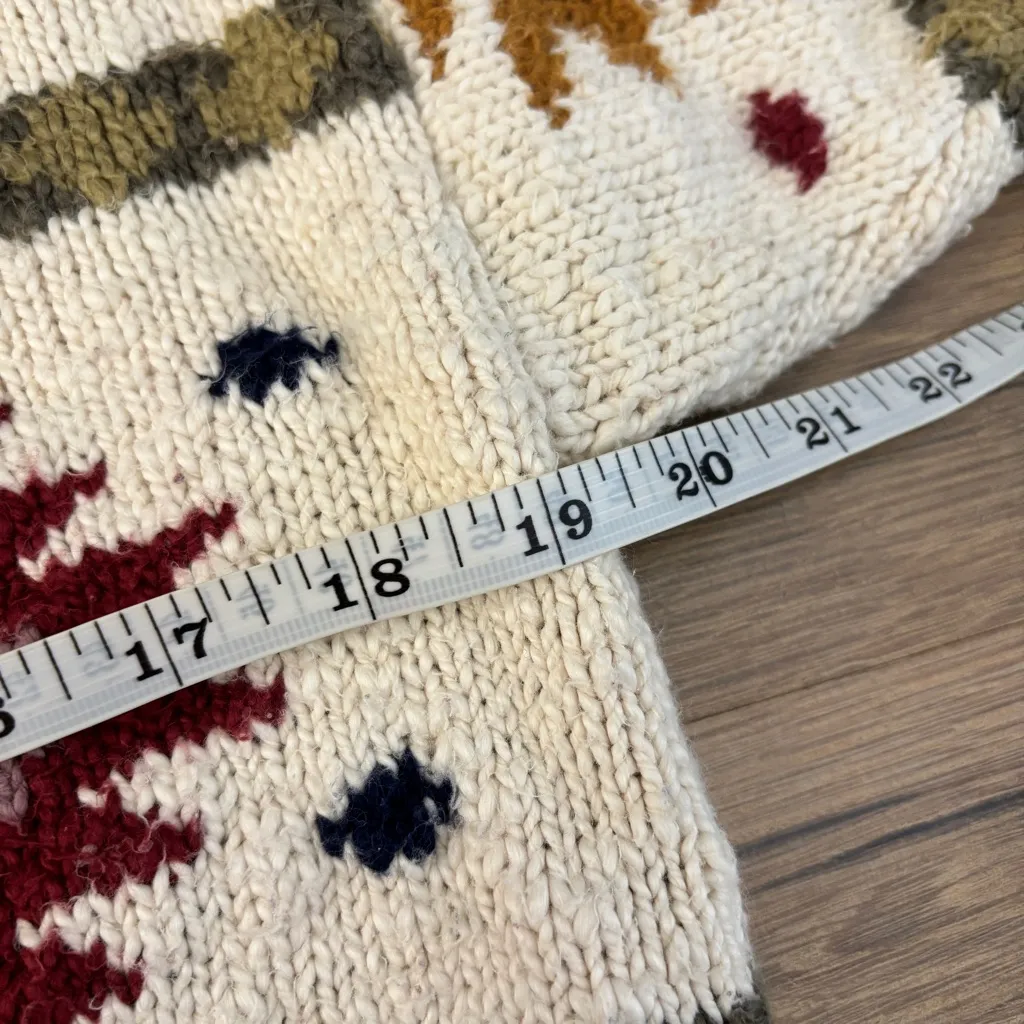 L.L. Bean Aztec Pattern Knit Cotton Sweater Southwestern Print 80s 90s Vintage Red Size L - Image 6