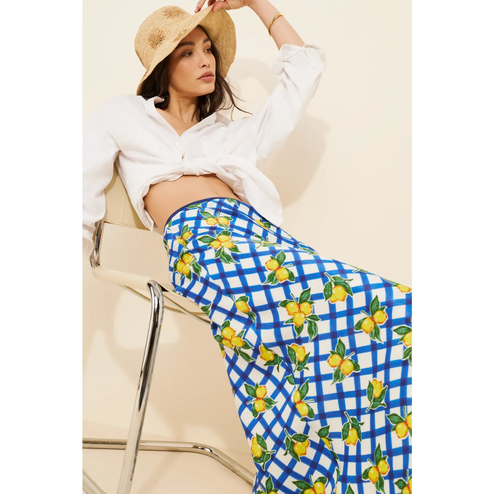 Conditions Apply Osmi Slip Maxi Skirt Lemon Blue XS Anthropologie - Image 4
