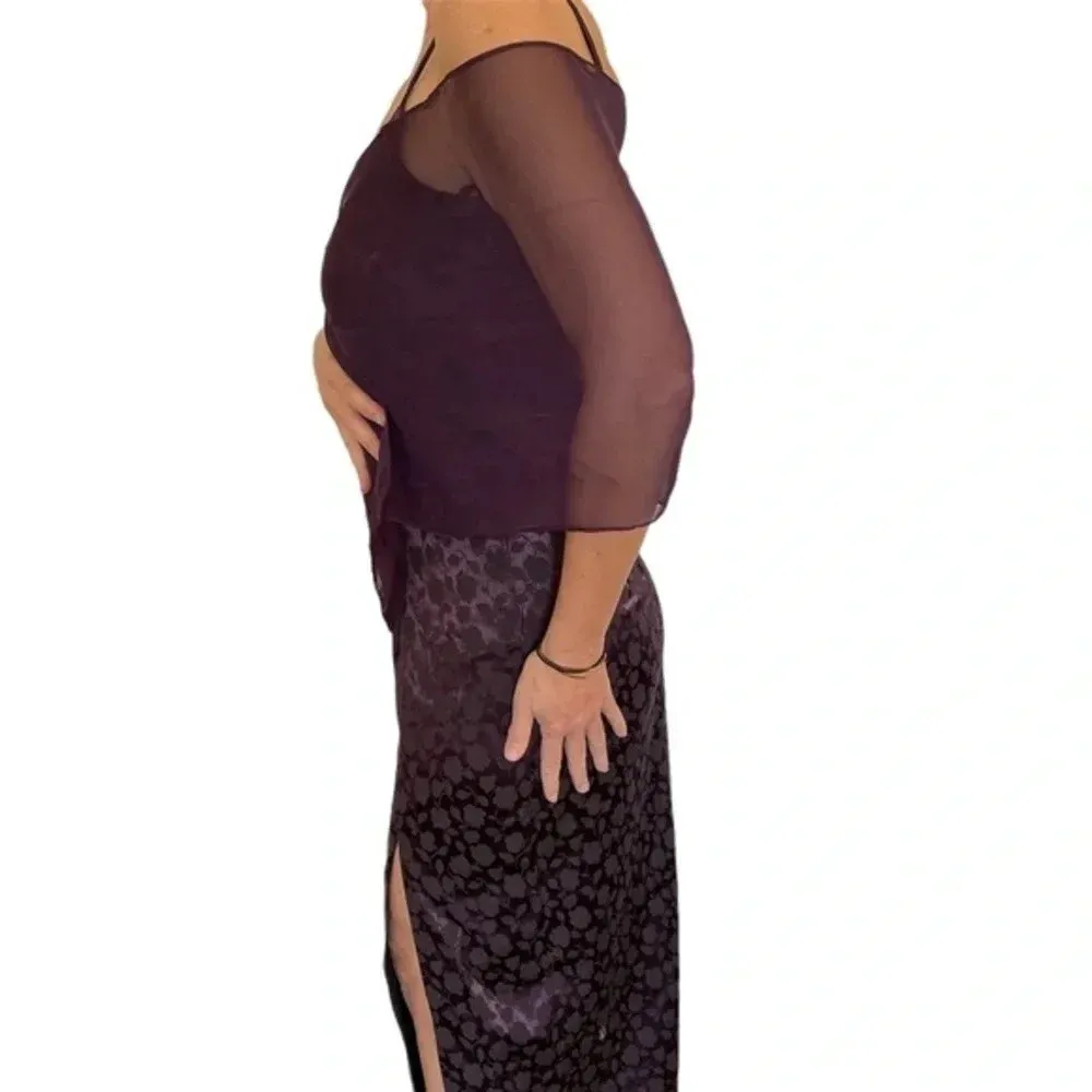 NWOT City Triangle Purple Full length gown dress with high slit - Image 3