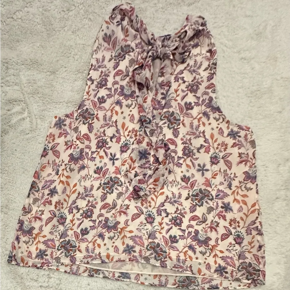 CeCe Women's Sleeveless Dressy Top - Pink with White flowers Size Large NWT - Image 3