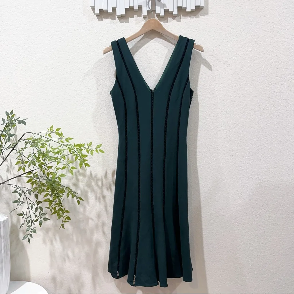 Adelyn Rae Pilar Knit Ponte Green V Neck Sleeveless Midi Dress One Size Preowned - Image 4