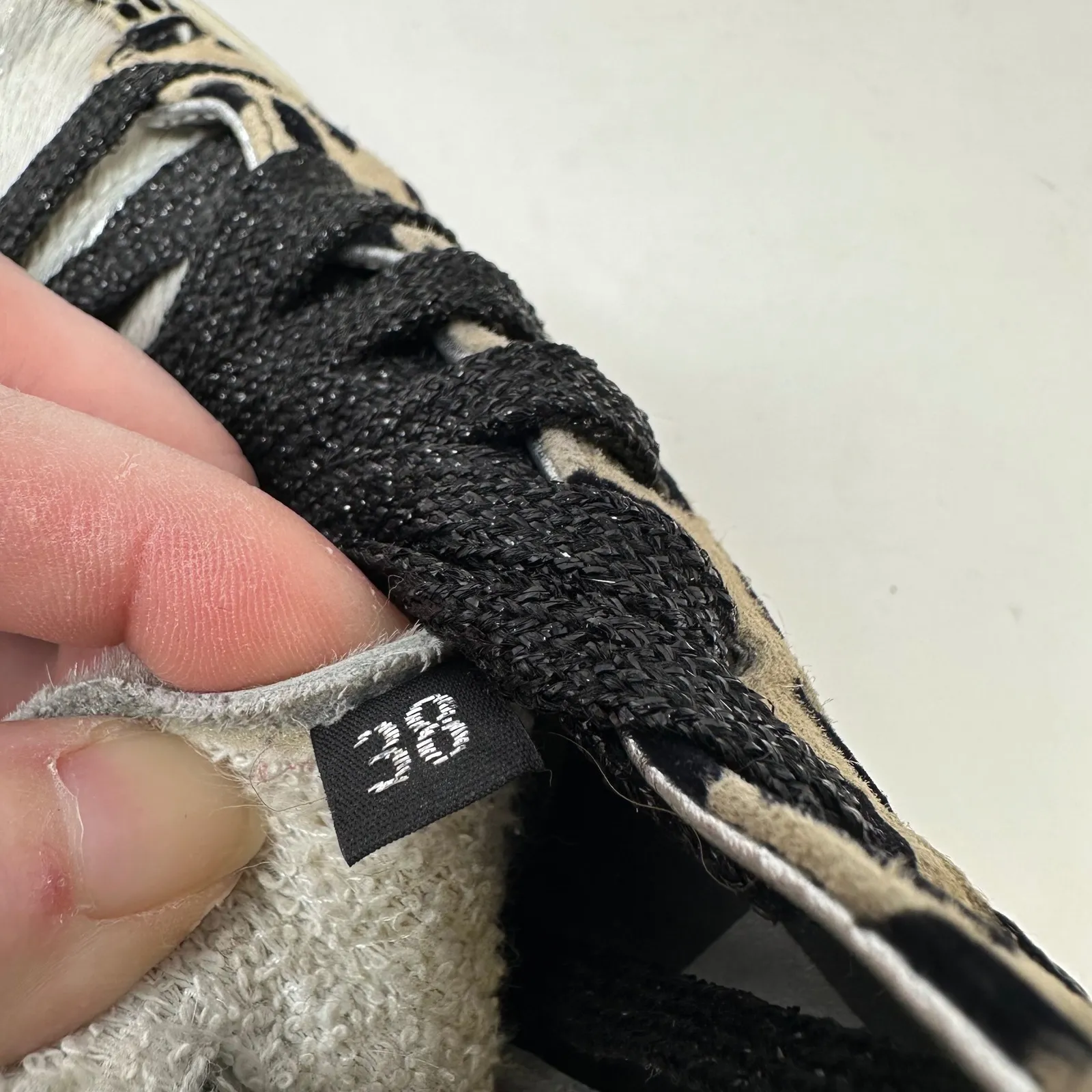 P448 Skate High Top Animal Print Leather & Fur Sneakers 38 - Image 7