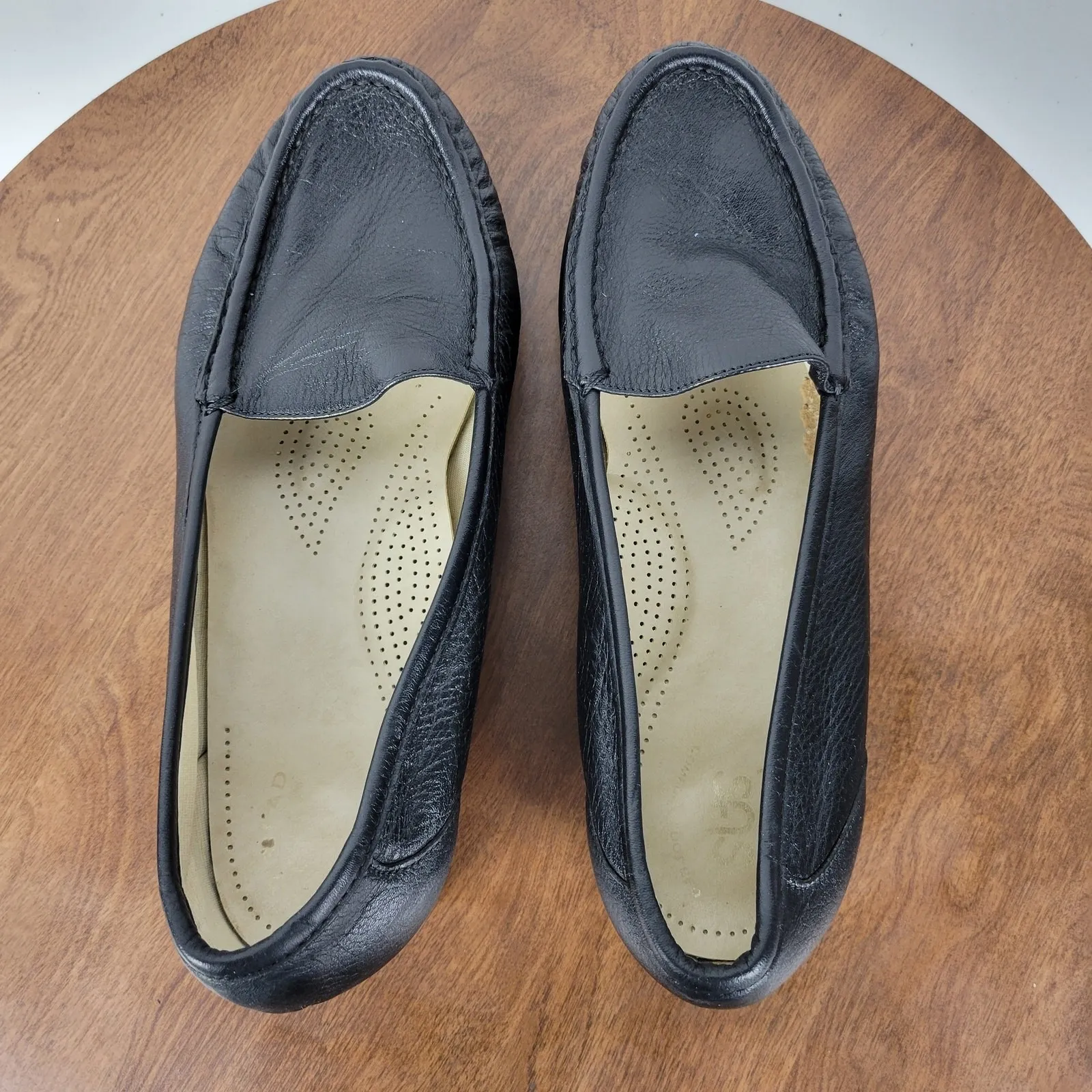 SAS Simplify Womens Shoes 9.5 Wide Black Leather Slip On Comfort Flat Loafer - Image 3
