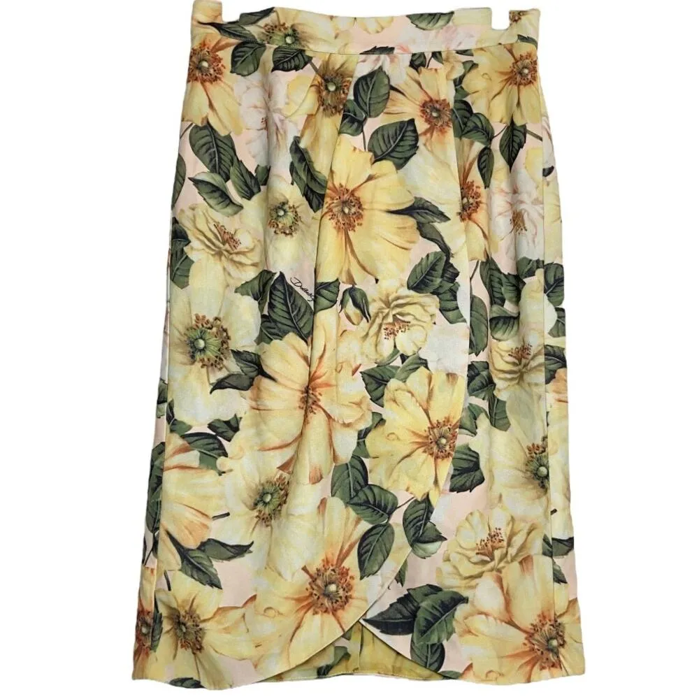 Dolce & Gabbana Camellia Print Silk Blend Charmeuse Pencil Skirt Floral NWOT L - Image 6
