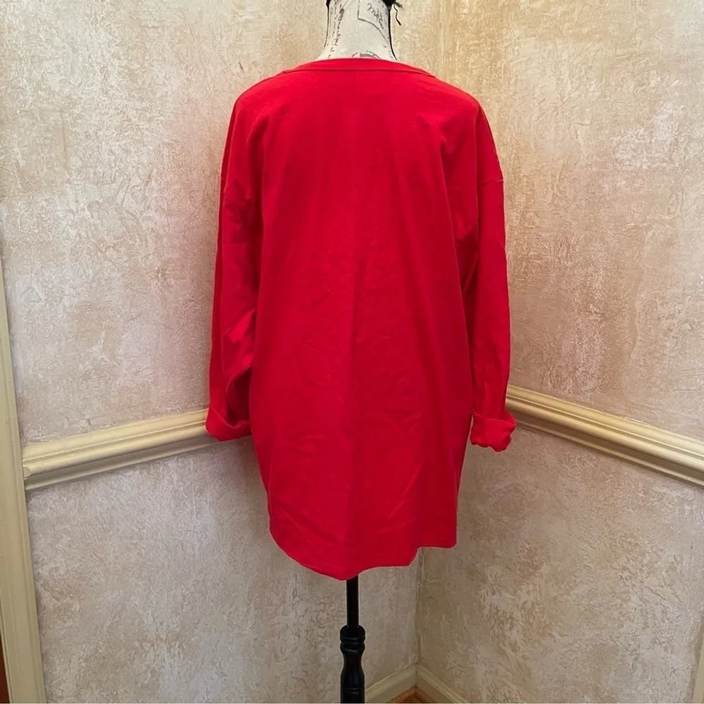 Champion cotton long sleeve t-shirt tunic red casual sporty lounge Sz XL - Image 5