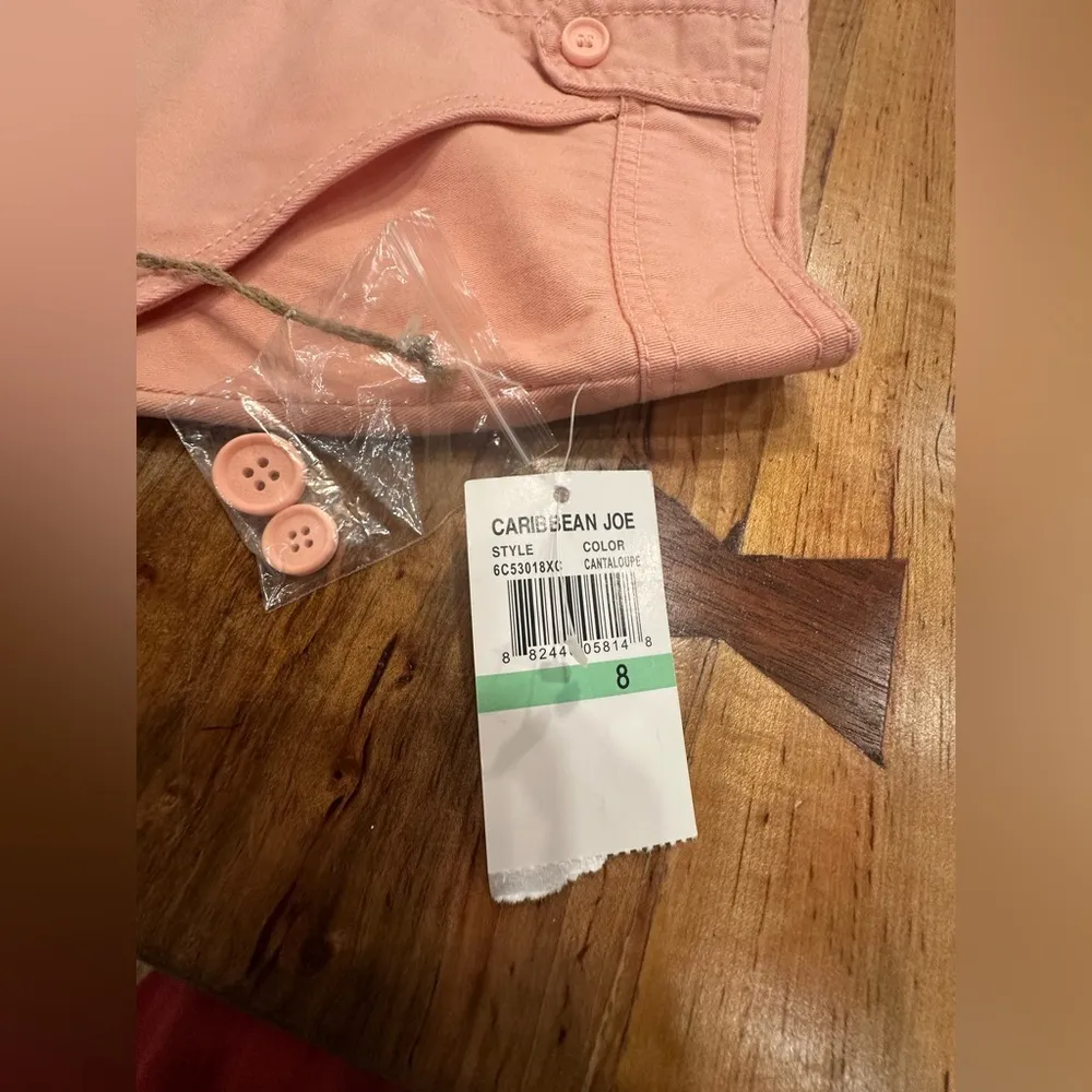 NWT Caribbean Joe Bermuda Shorts SALMON Drawstring Hem Slash Pockets - Image 4