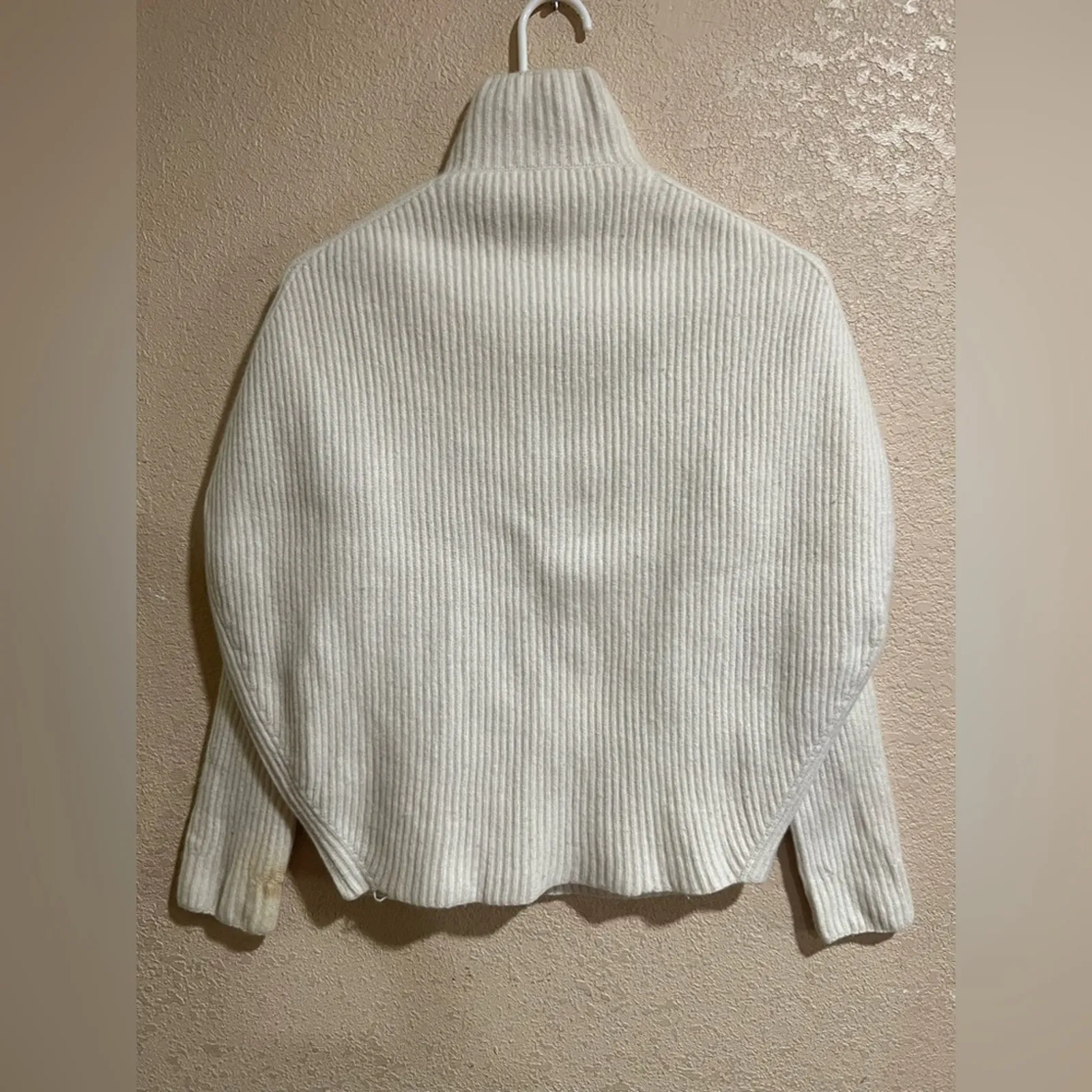 Nina Ricci Cream Ribbed Unique Wool Cashmere Turtleneck Sweater XSmall Size XS - Image 7