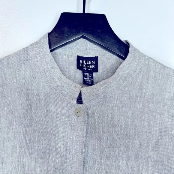 Eileen Fisher Gray Linen 2 Piece‎ Lagenlook Outfit Tunic Size PM & Pants Size PL - Image 4