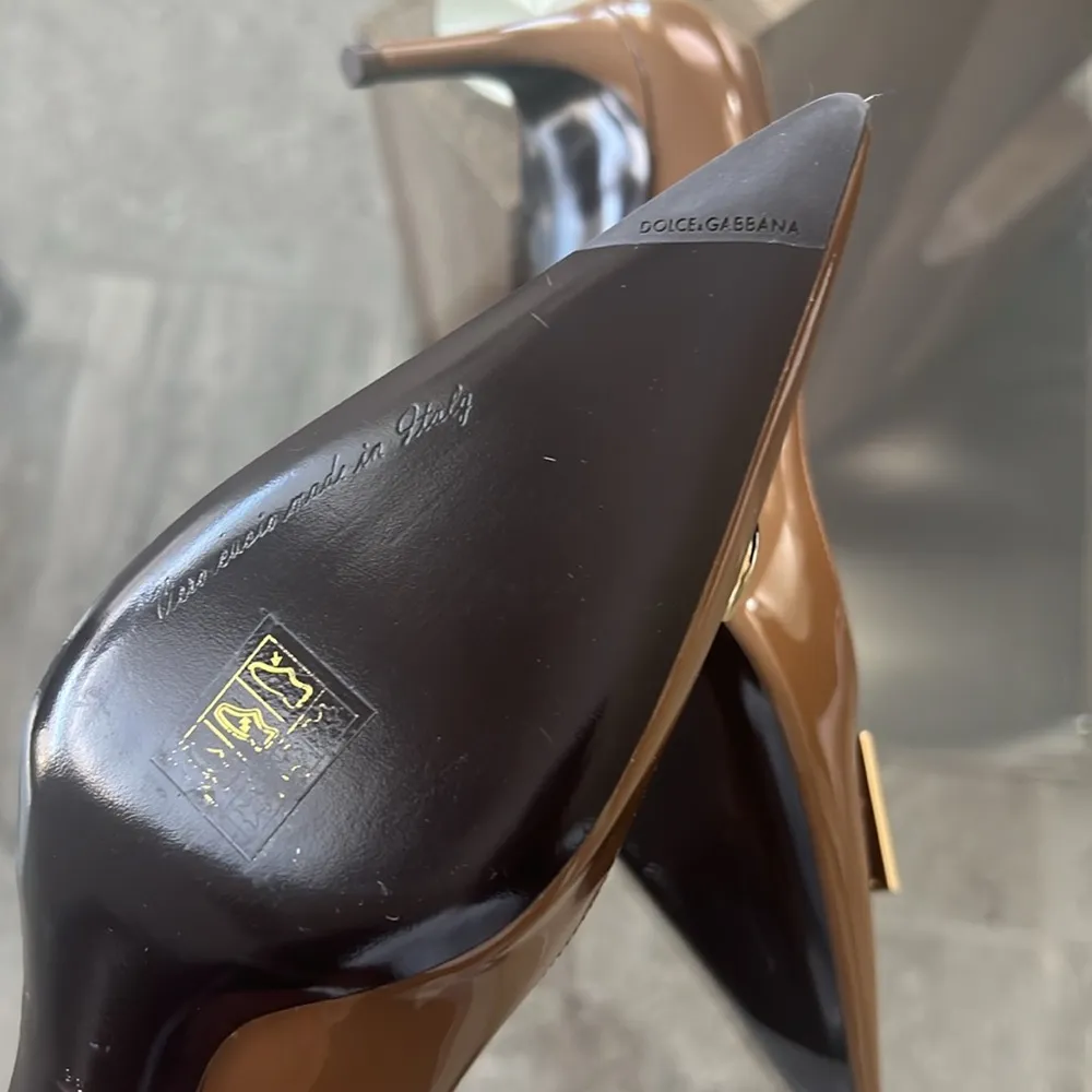 Dolce & Gabbana Patent Leather DG Calf Skin Pumps 60 Brown Size 36 New +2DustBag - Image 11