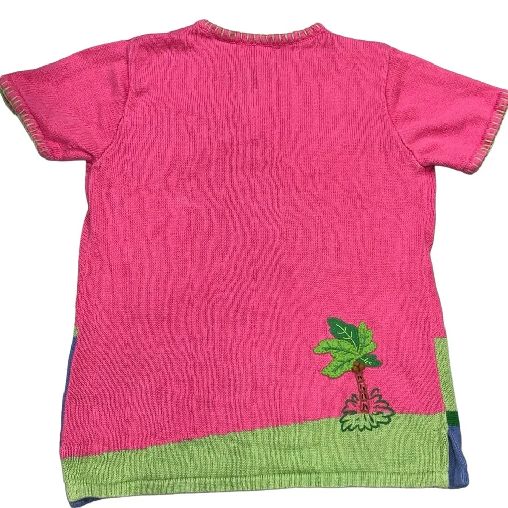 Vintage The Quacker Factory Pink Flamingo Embroidered Embellished Sweater Tunic - Image 6