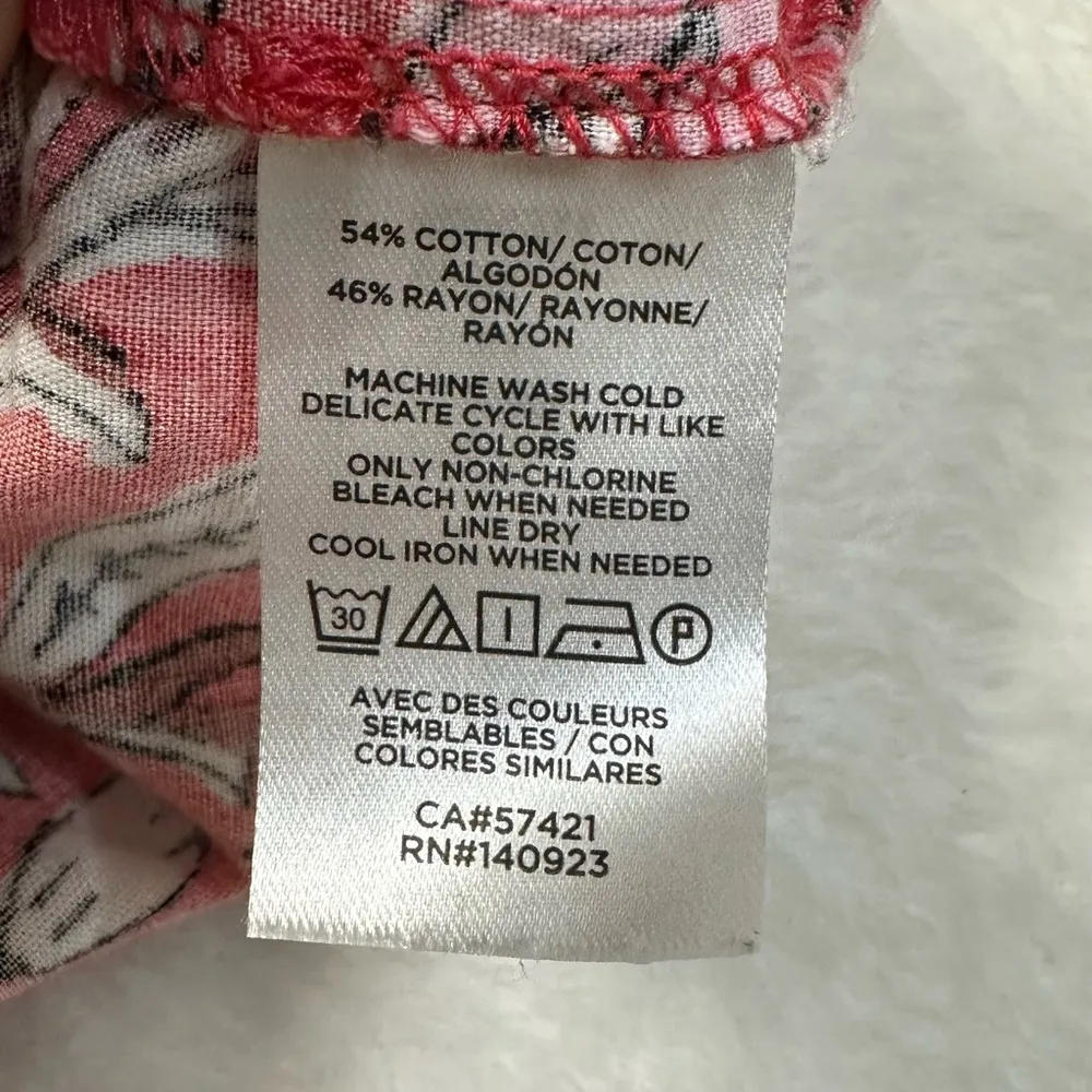 LOFT Red and White Boho Preppy Floral Tiered Ruffled Midi Dress with V-Neck - Image 4