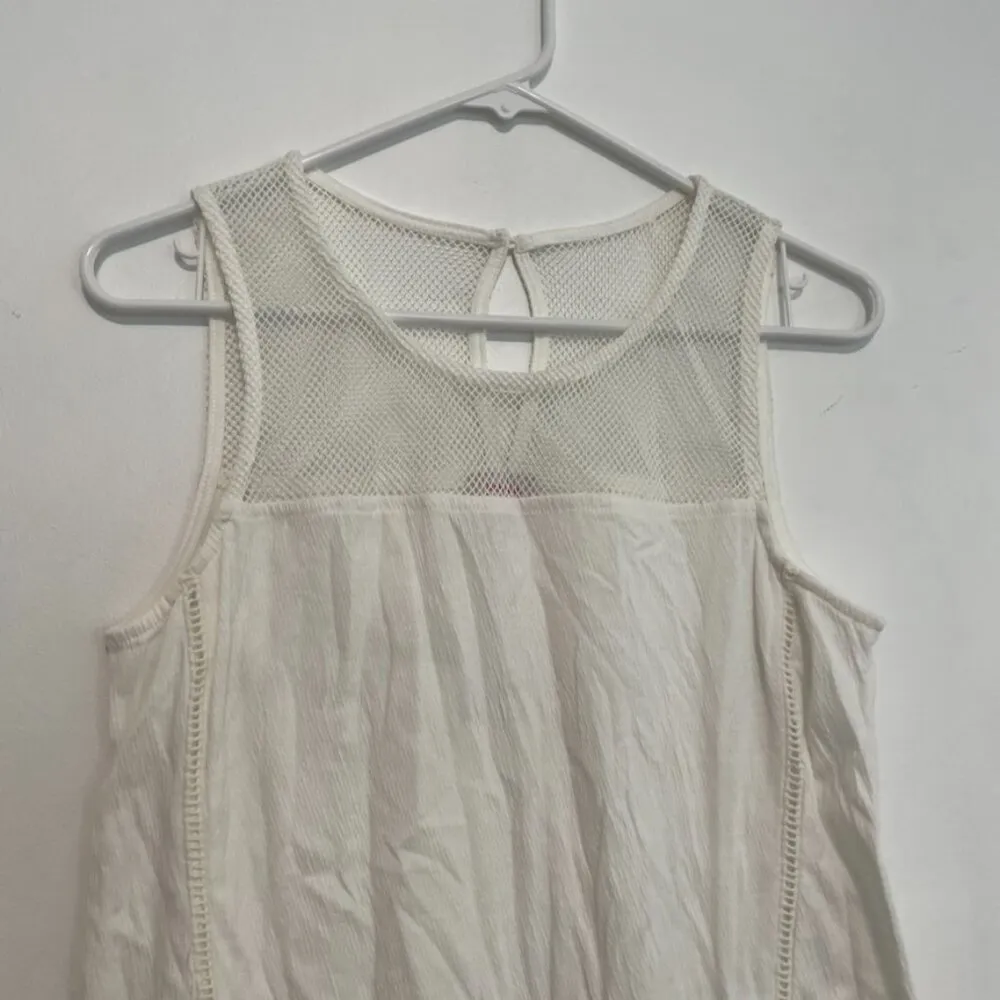 PIXLEY STITCH FIX STITCHFIX Solid White / Ivory ish Mixed Media Crochet Tank Top - Image 2