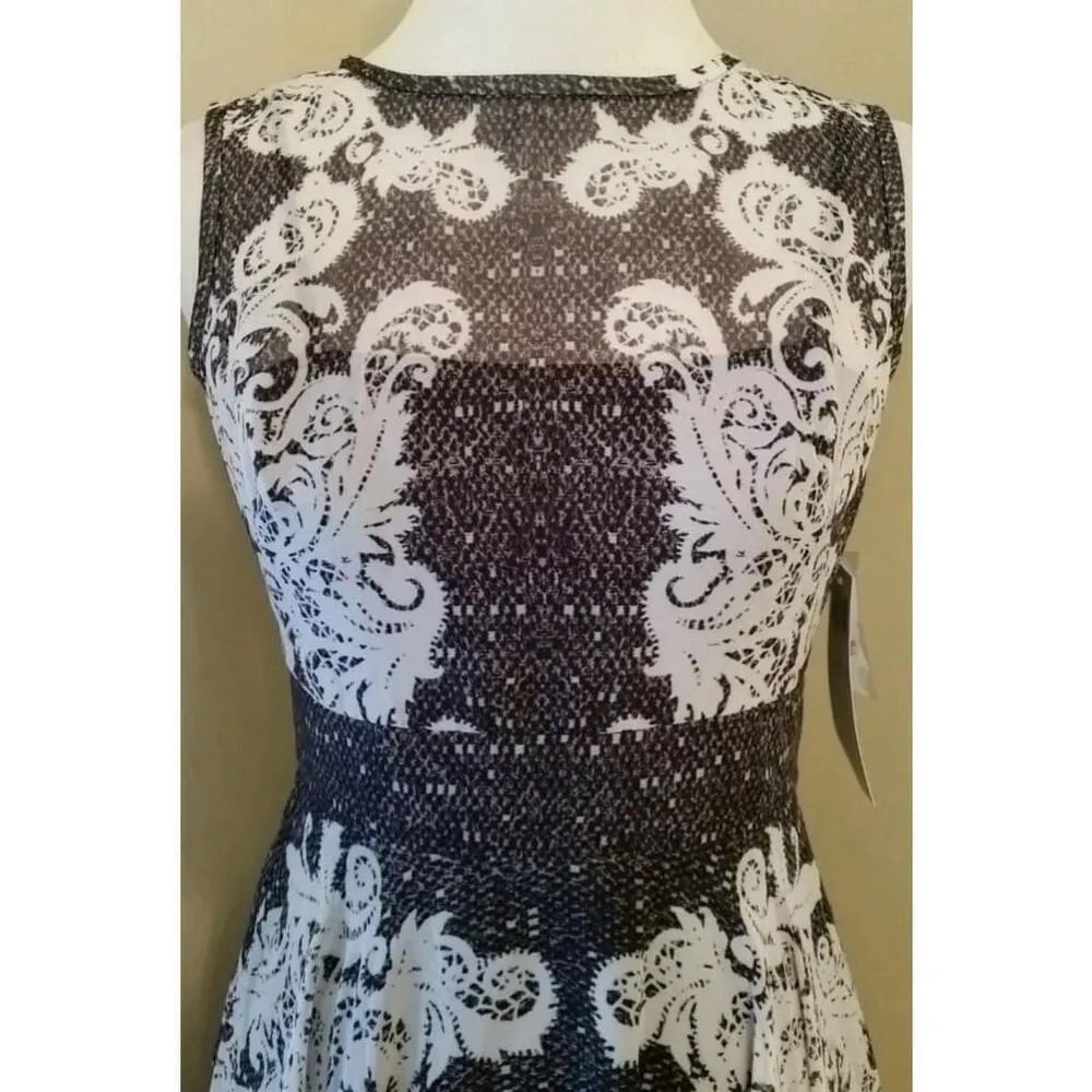 Black Ivory Lace Print Fit & Flare ModCloth Dress by Maggy London Whimsigoth - Image 3