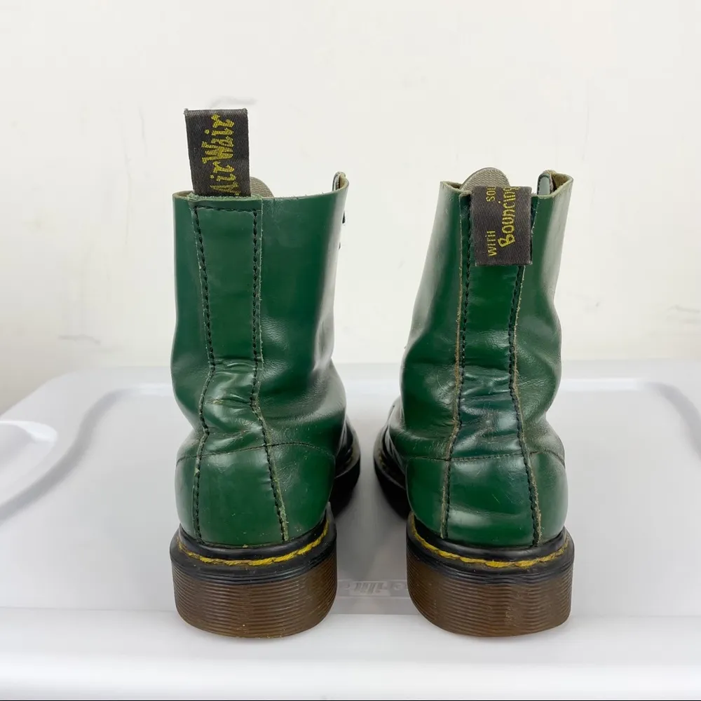 Vtg Doc Martens Made in England Forest Green Combat Boots Sz 5 UK Grunge - Image 5