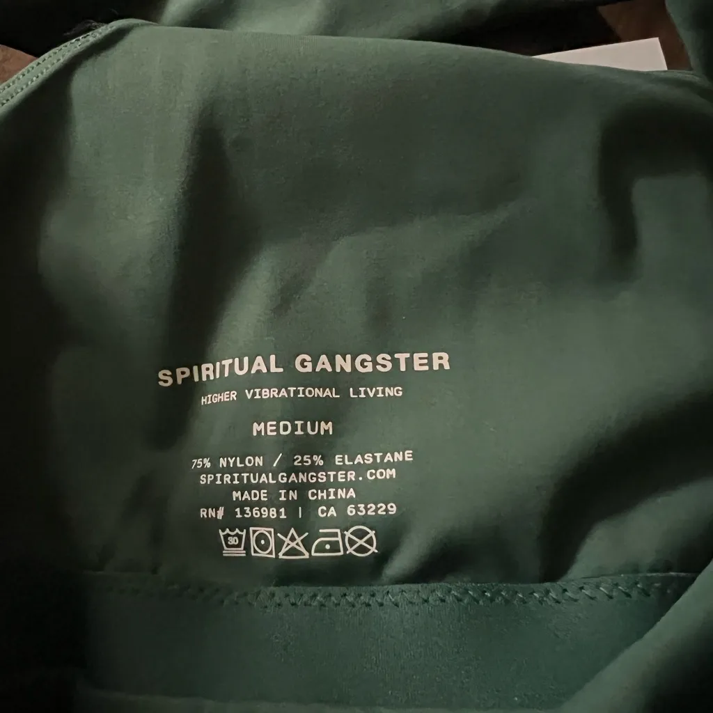 Spiritual Gangster Forest Green Leggings and Bra Set - Image 4