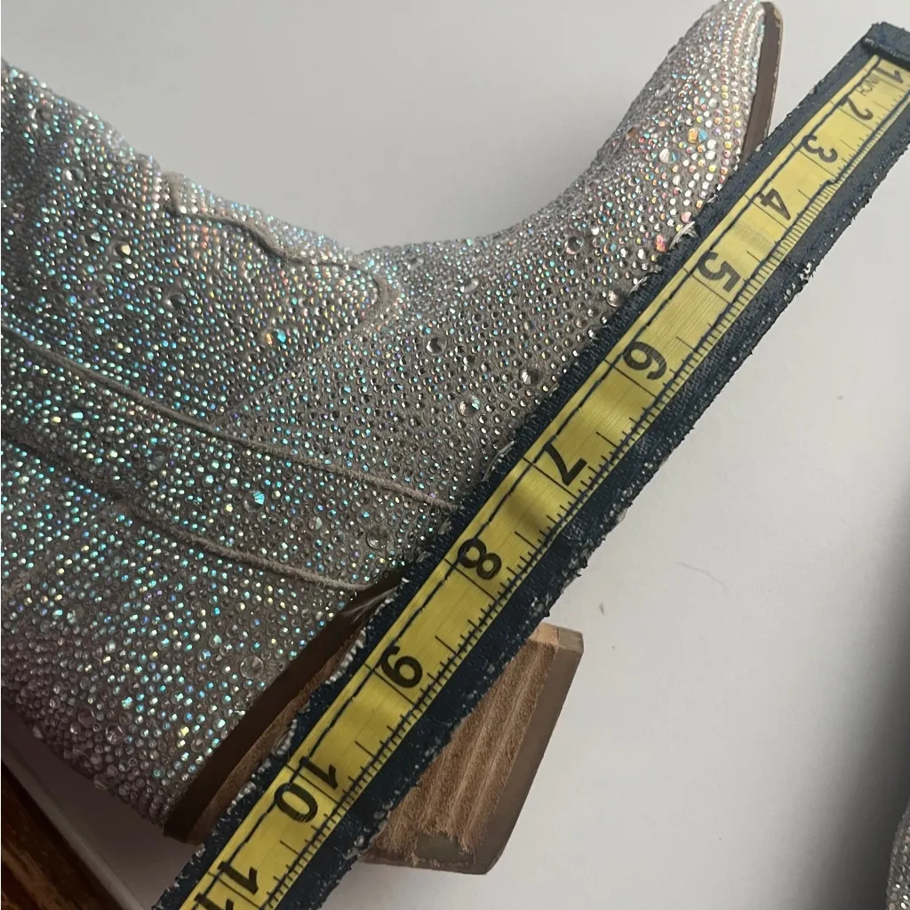 Elegant Silver Heeled Boots for Women Size 6 - Image 12