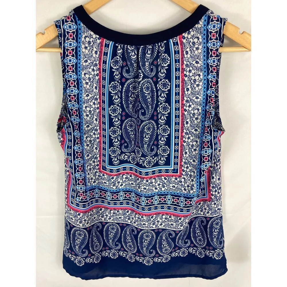 Skies are Blue Anthro Patterned V Neck Tank Size XS - Image 3