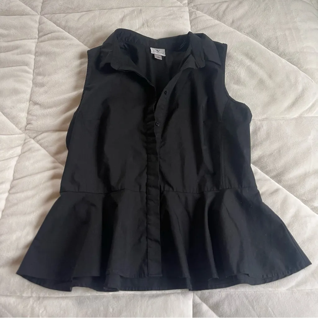 Vintage 90s Worthington Large Solid Black Stretch Sleeveless Top Stable Capsule - Image 2