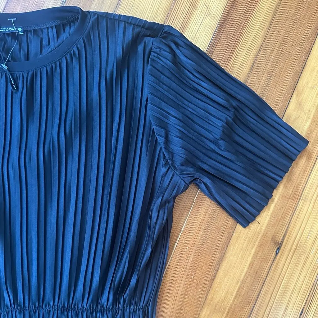 ZARA NWT Pleated Asymmetrical Midi Dress in Black Size S - Image 5