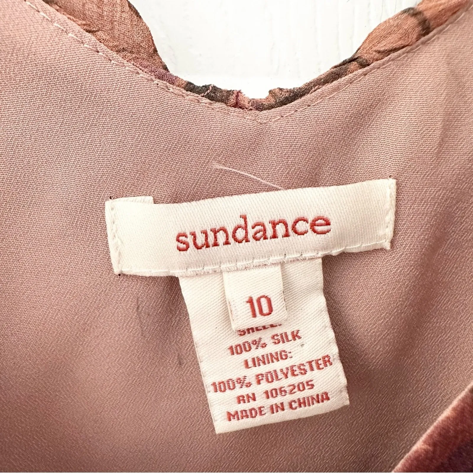 Sundance Silk Elysian Garden Orange Tan Wildflower Floral Print Ruffle Dress 10 - Image 5