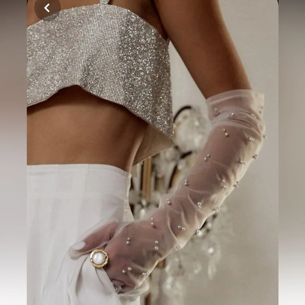 Sheer White Mesh Gloves - Image 12