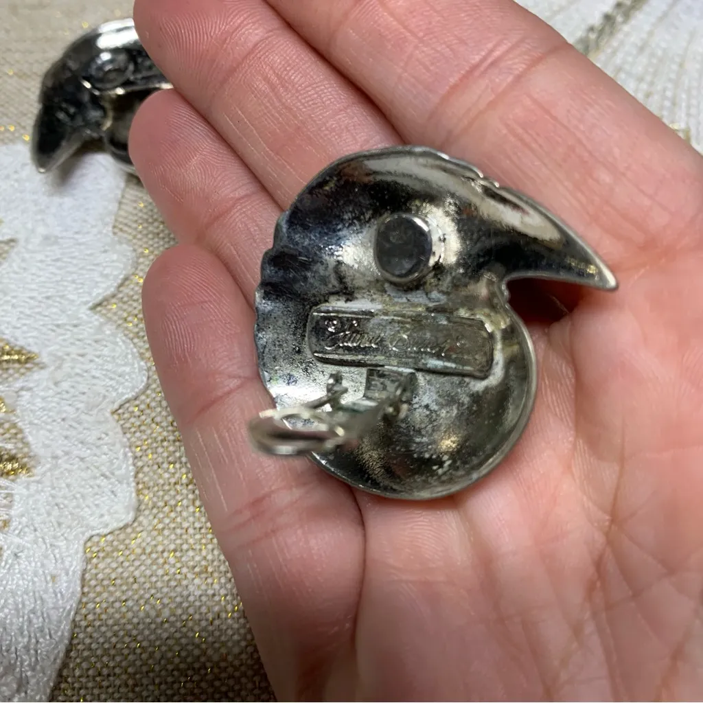 Laurel Burch Clip On Earrings Statement Eagle Bird Silver Tone Southwest Boho - Image 6