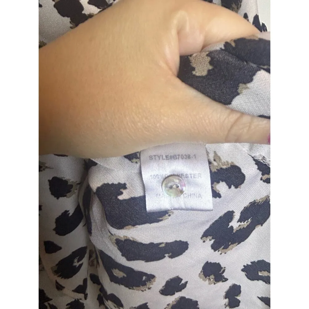 Jodifl Animal Print Top Women Size Small S Ruffle Sleeve Professional Career - Image 4
