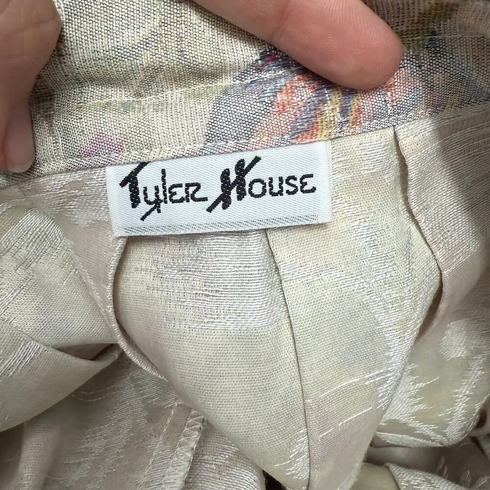 Vintage Tyler House Tapestry Midi Skirt Size 4 Jacquard Floral Pastel 80s 90s Pink - Image 4